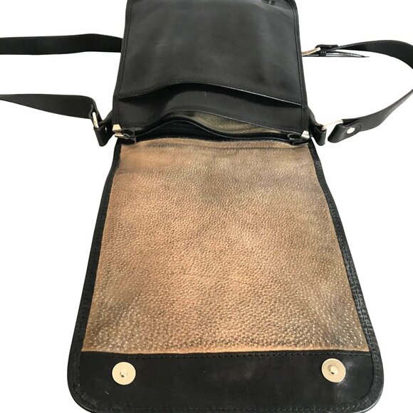 Tuscany Leather Mens Black Leather Crossbody Bag Handmade Italy Adjustable 9X11 - Picture 3 of 12